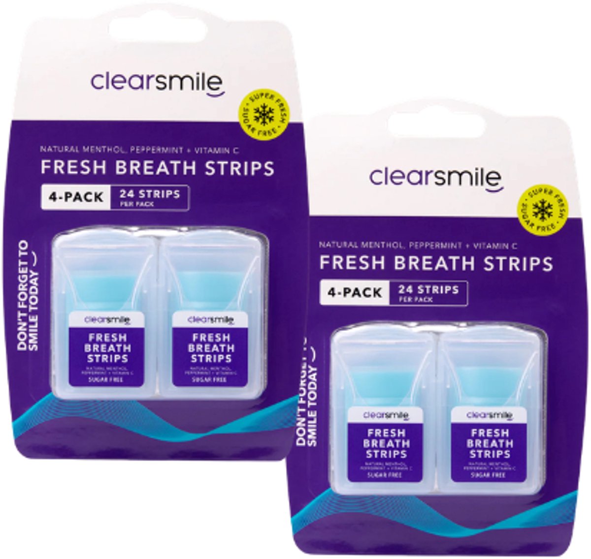 2x Clearsmile Fresh Breath Strips - Mint - 4 pack