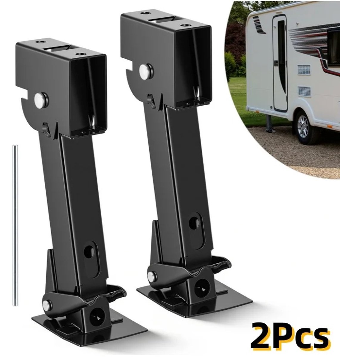 Velori Stabilisatiekrik 2 Stuks - Trailerkrik - Camper Steunpoot - Opvouwbare Aanhangerkrik - Telescopisch - 453 kg Hefvermogen - 33-48 cm