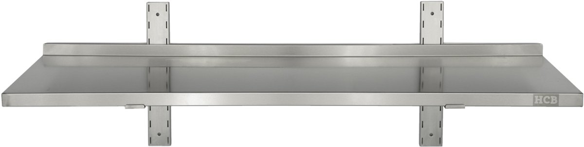 HCB® - Professionele Wandschap van metaal - Wandschap - RVS / INOX - Muurplank - wandplank - Horeca - 30x120x4 cm (DxBxH) - 15 kg - 8288