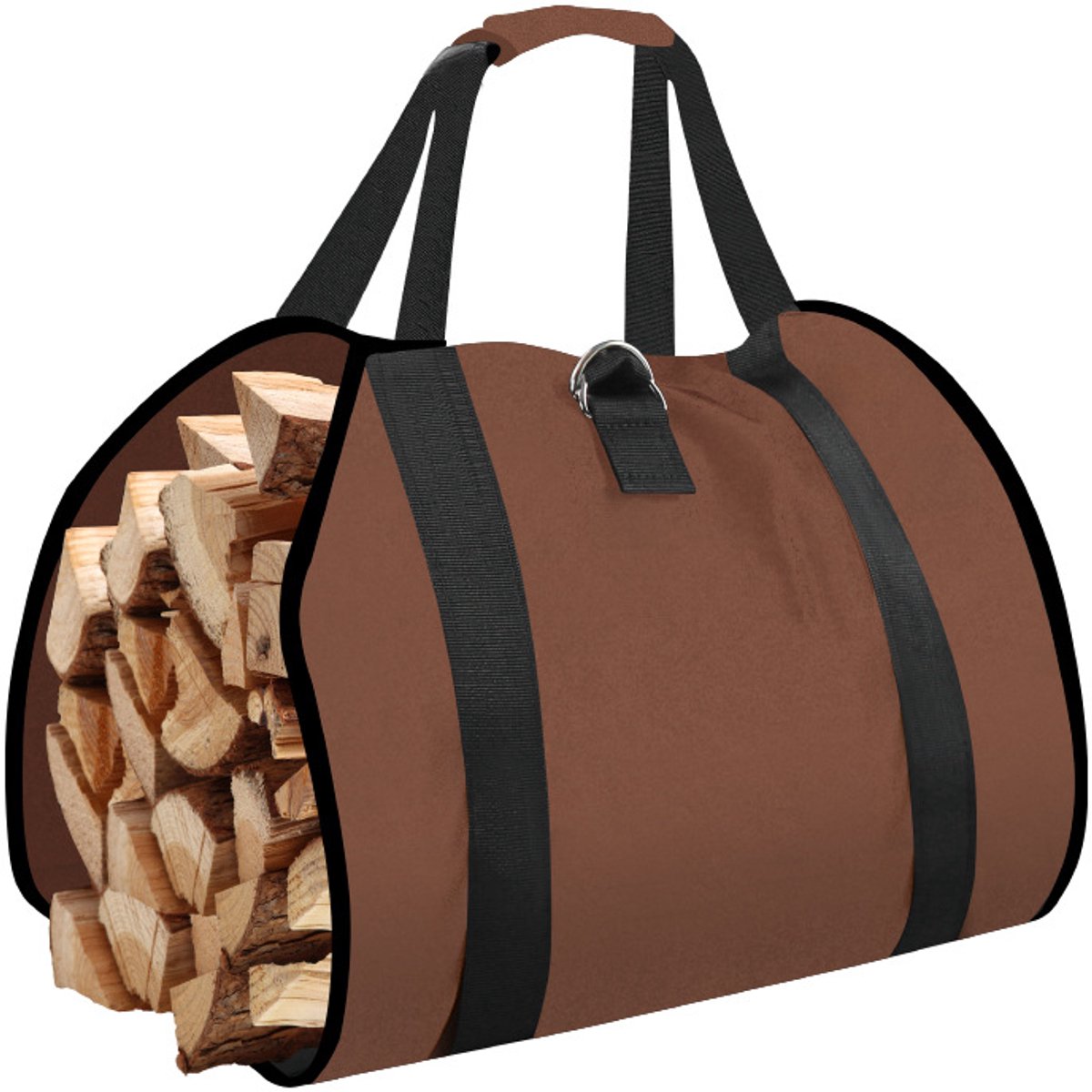 LISM-Grote houten kist met handvatten, handig Geschikt voor open haarden en houtkachels, draagbare houten kist, donkerbruin.