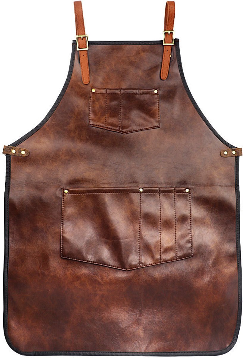Kappersmantel - Waterproof Kappersschort - Werkschort - PU - Barbecueschort - Kapmantel - Haar Knippen - Verstelbare - Praktisch Zakken - 61*78cm - Bruin