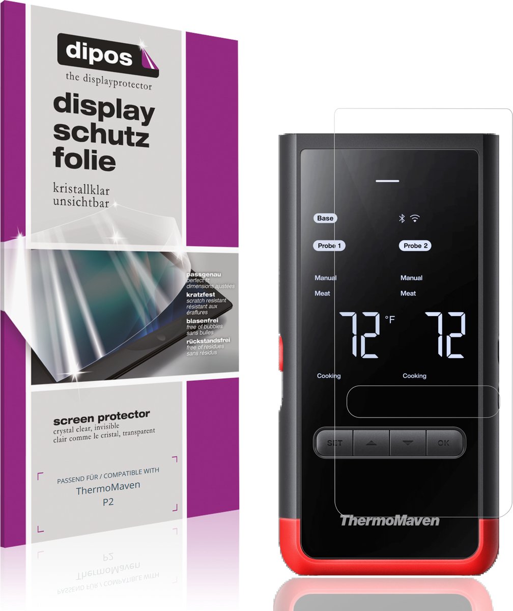 dipos – 4x Beschermfolie geschikt voor ThermoMaven P2 | Krasbestendige & heldere Screenprotector Ultra-Thin