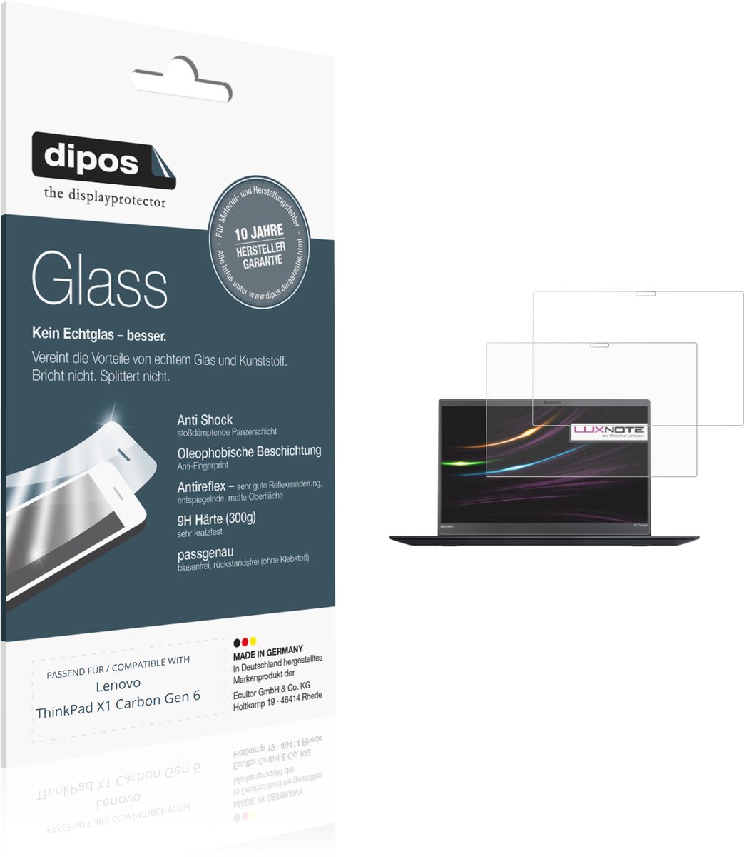 dipos – 2x Matte Pantserfolie geschikt voor Lenovo ThinkPad X1 Carbon Gen 6 | 9H Screenprotector