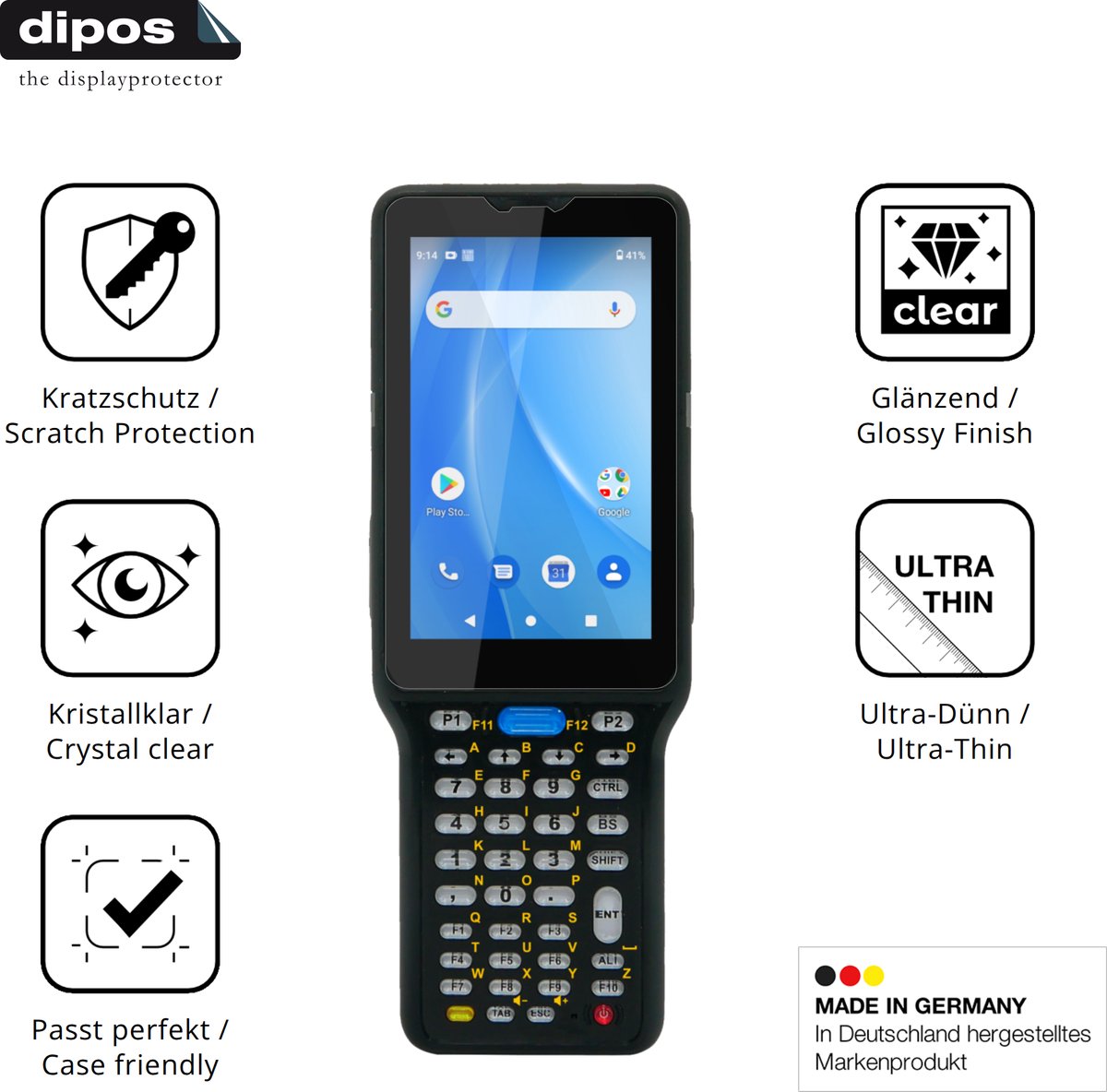 dipos – 4x Beschermfolie geschikt voor Unitech HT730 | Krasbestendige & heldere Screenprotector Ultra-Thin
