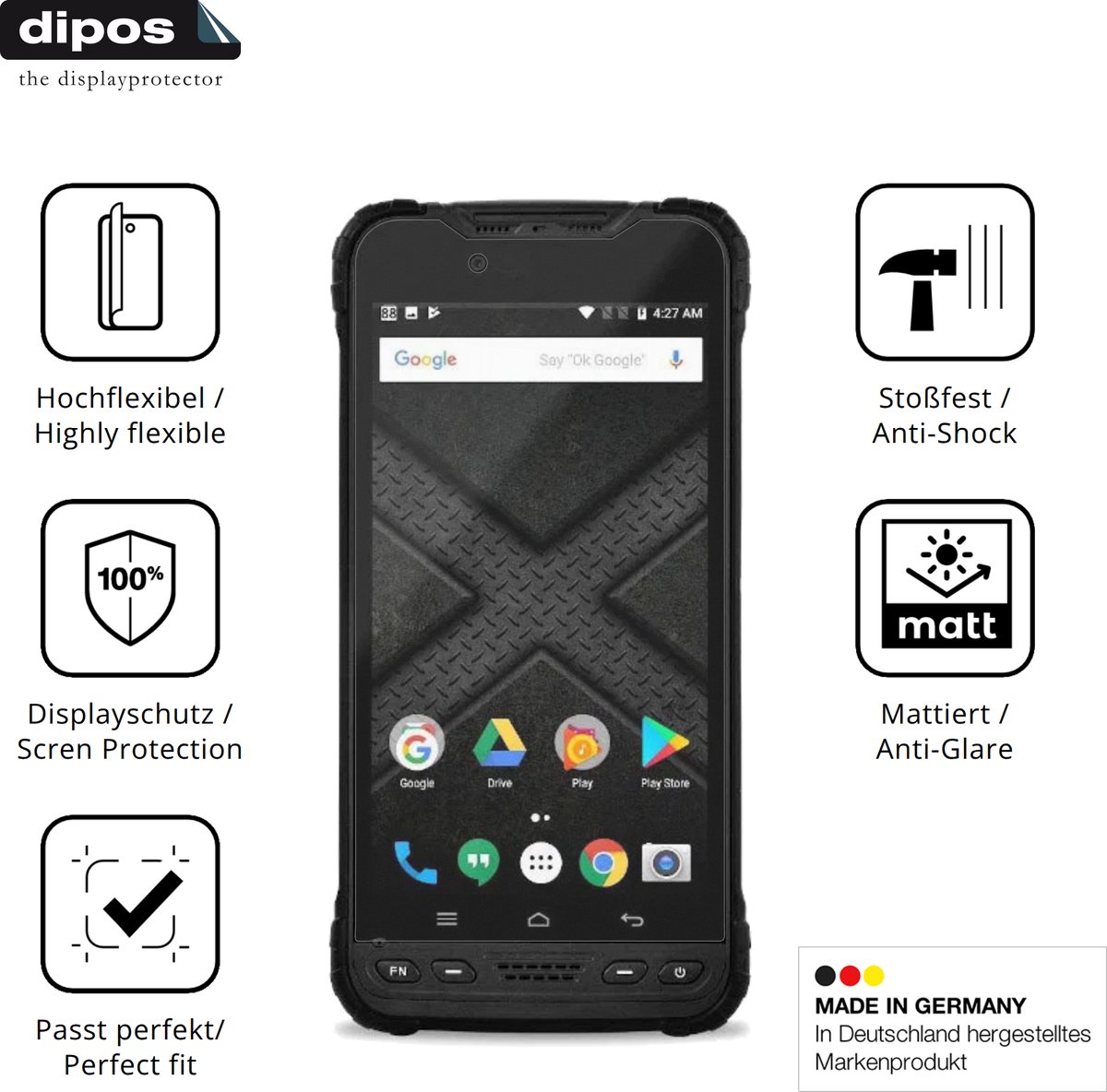 dipos FLEX – 2x Matte Screenprotector geschikt voor Zebra Xplore M60 | Volledige Schermbescherming | Case-Friendly