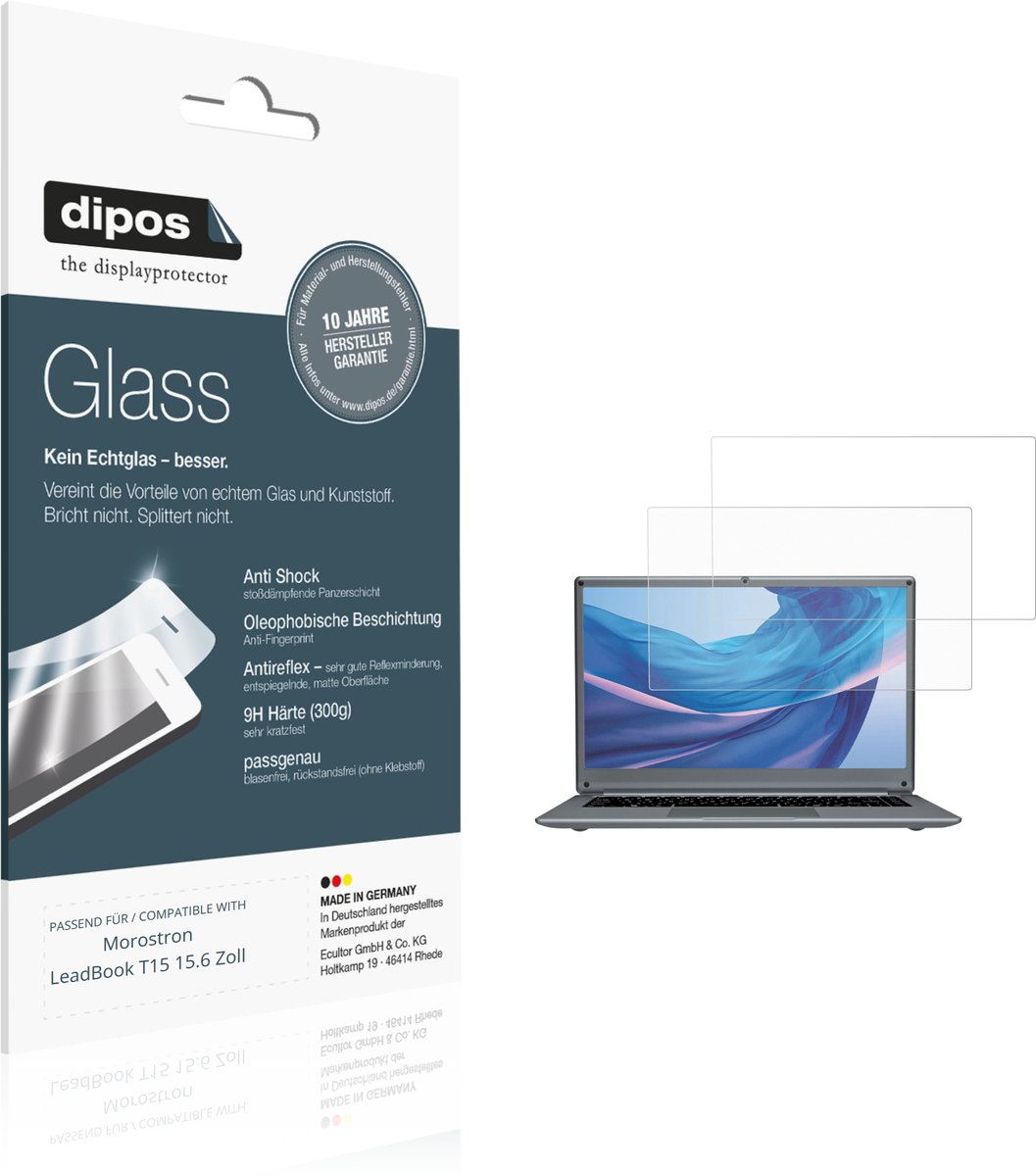 dipos – 2x Matte Pantserfolie geschikt voor Morostron LeadBook T15 15.6 Zoll | 9H Screenprotector