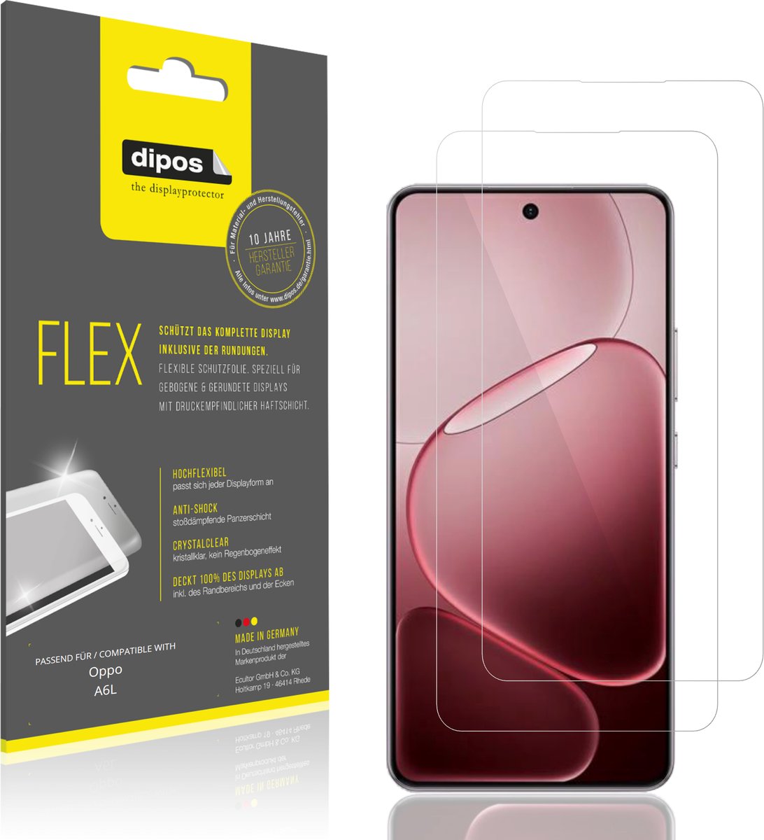 dipos – 2x Beschermfolie geschikt voor Oppo A6L | 3D Full Cover Screenprotector | 100% Passend