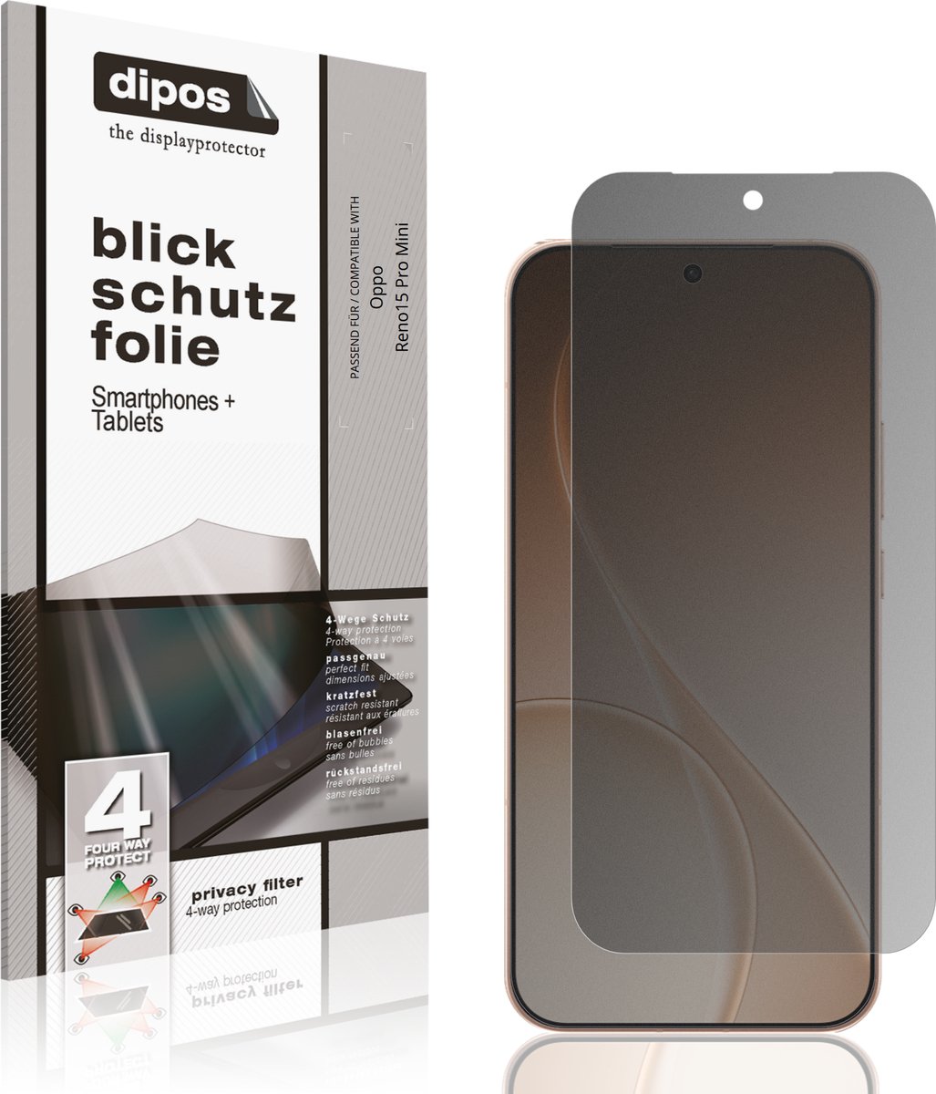 dipos – Matte Privacy Screenprotector geschikt voor Oppo Reno15 Pro Mini | Anti-Spy Beschermfolie