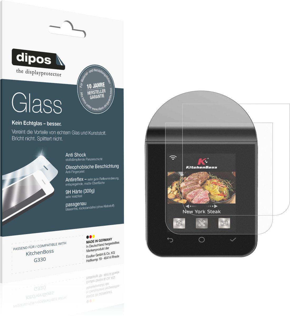 dipos – 2x Matte Pantserfolie geschikt voor KitchenBoss G330 | 9H Screenprotector