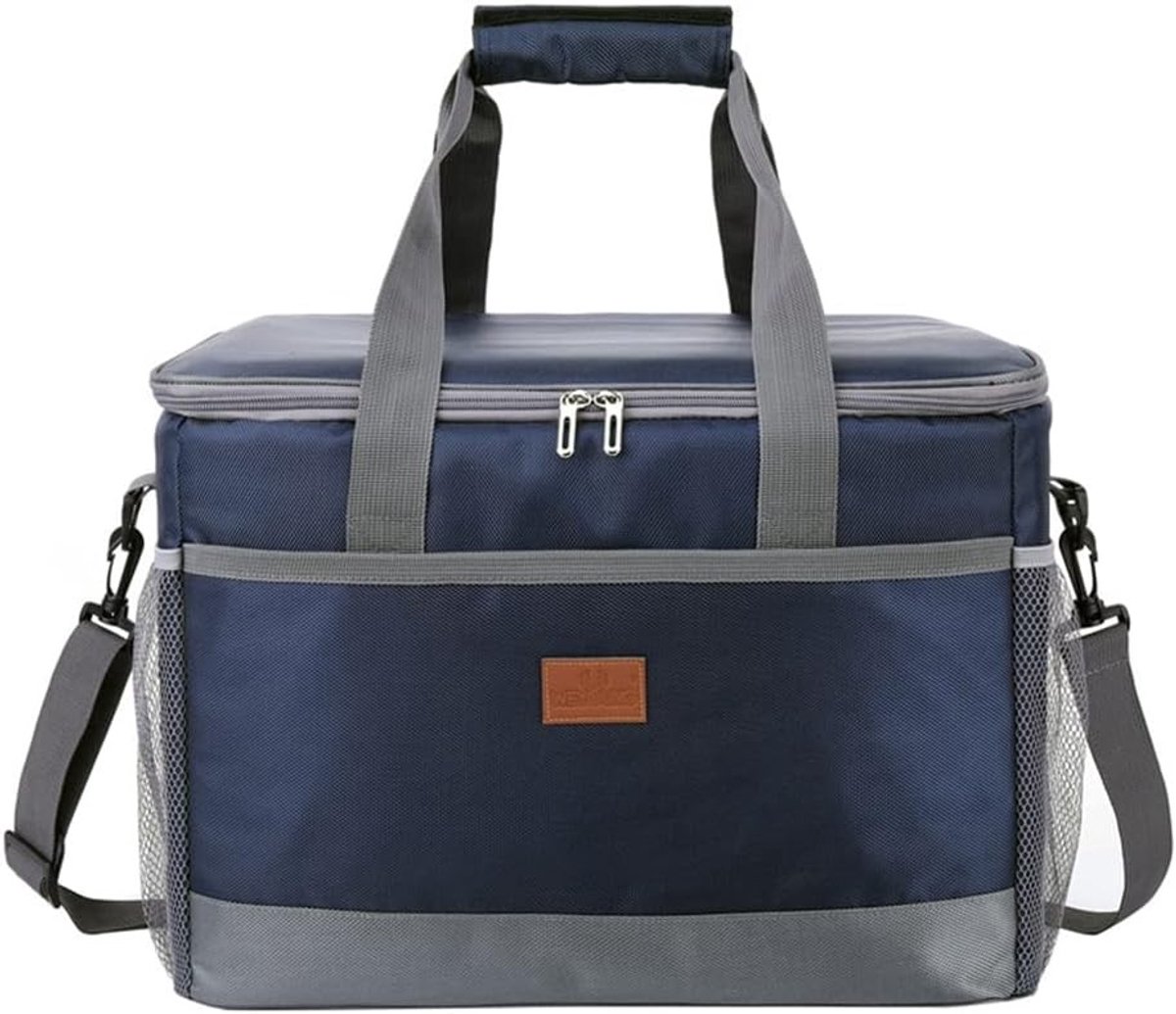 Grote Opvouwbare Thermotas - Donkerblauw - 42 x 31 x 28 cm - Koeltas met Verstelbare Schouderriem - Voor Picknicks en Kamperen