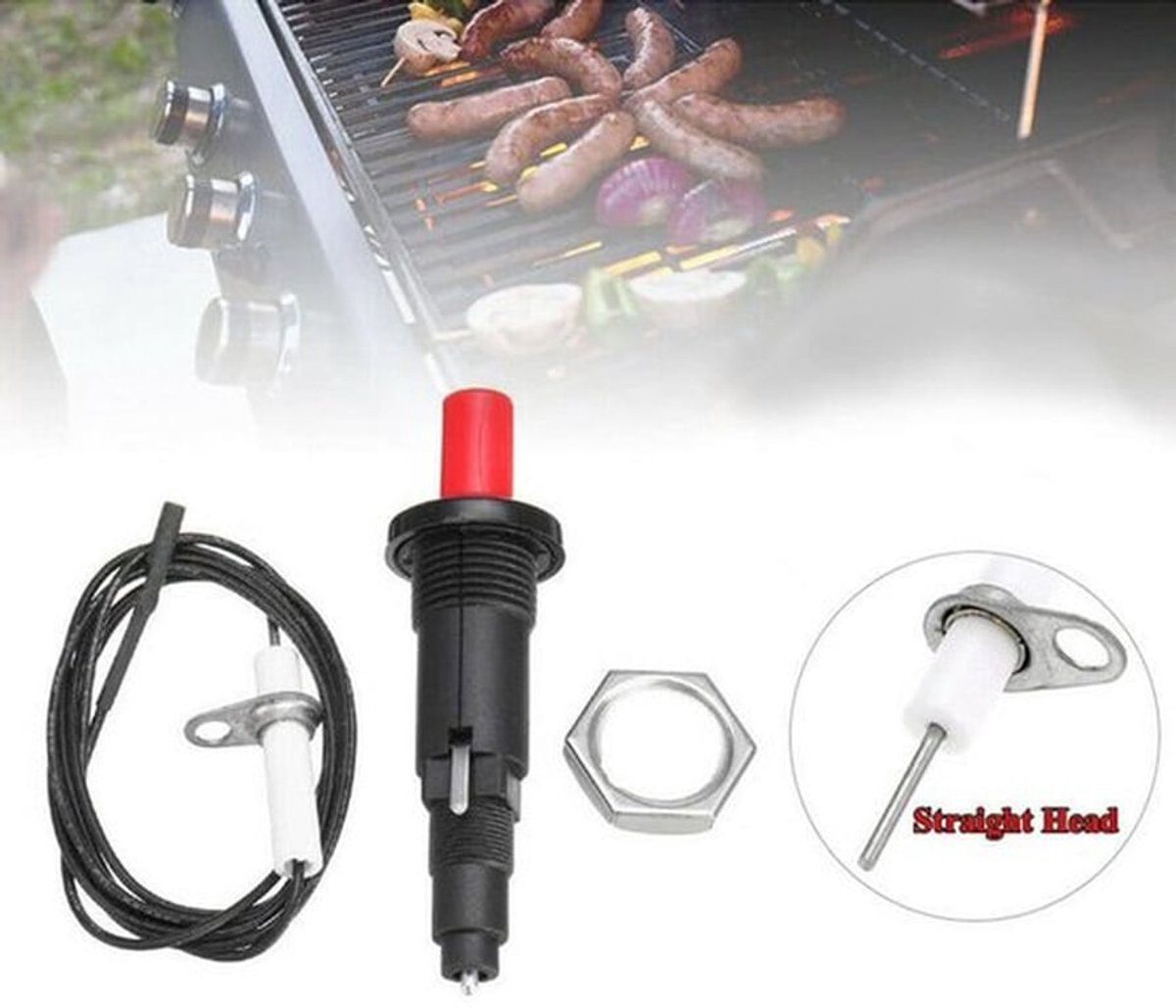 Piëzo-vonkenontstekingsset - Gasontsteking - Duurzaam en veilig - Compact formaat - Geschikt voor barbecue en open haard - Kachel en