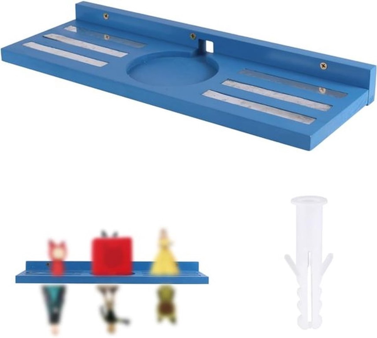 Zwevende Houten Wandplank voor Toniebox en Figuren, Oplaadstation en Organizer voor Kinderkamer (Blauw)