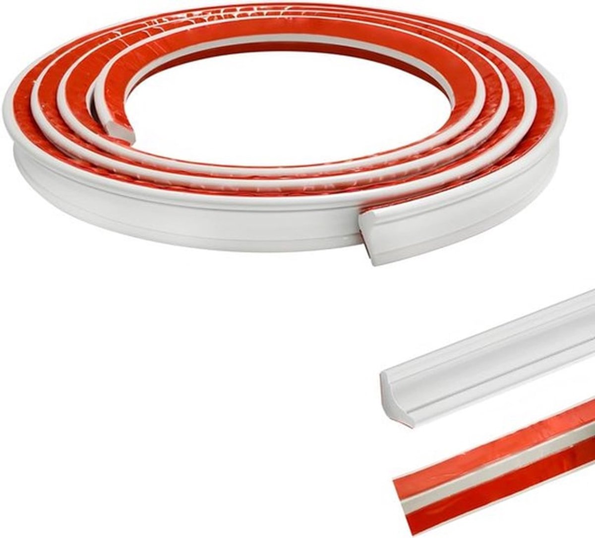 Kwart cirkel trim voor wanddecoratie en afwerking - flexibel PVC - schimmelwerend - zelfklevende afdichtingstape - 6 meter - 27 mm x 20 mm