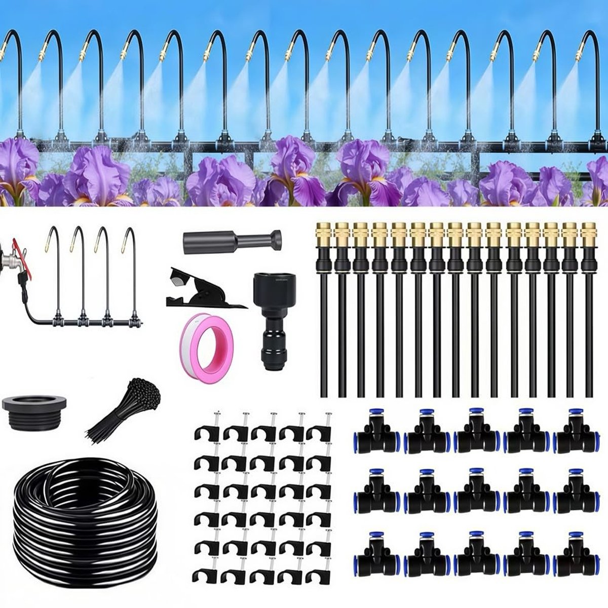 Irrigatiesysteem voor de tuin - 15 meter - Automatische Sproeislang met 15 Verstelbare Sproeiers - Voor Tuinplanten en Gazons