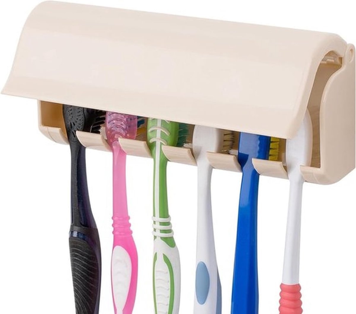 Tandenborstelhouder met hoes - Muurmontage - Kunststof zelfklevende - 6 sleuven tandenborstelhanger - RV kast organizer - Oral-B CrossAction - Colgate Extra Clean - Geschikt voor douche