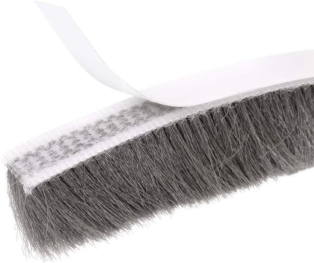 Weerstrip 10 m - Afdichtstrip Deur/Raam - Energie-efficiëntie - Geluidsisolatie - Borstelafdichting - 9 mm x 15 mm