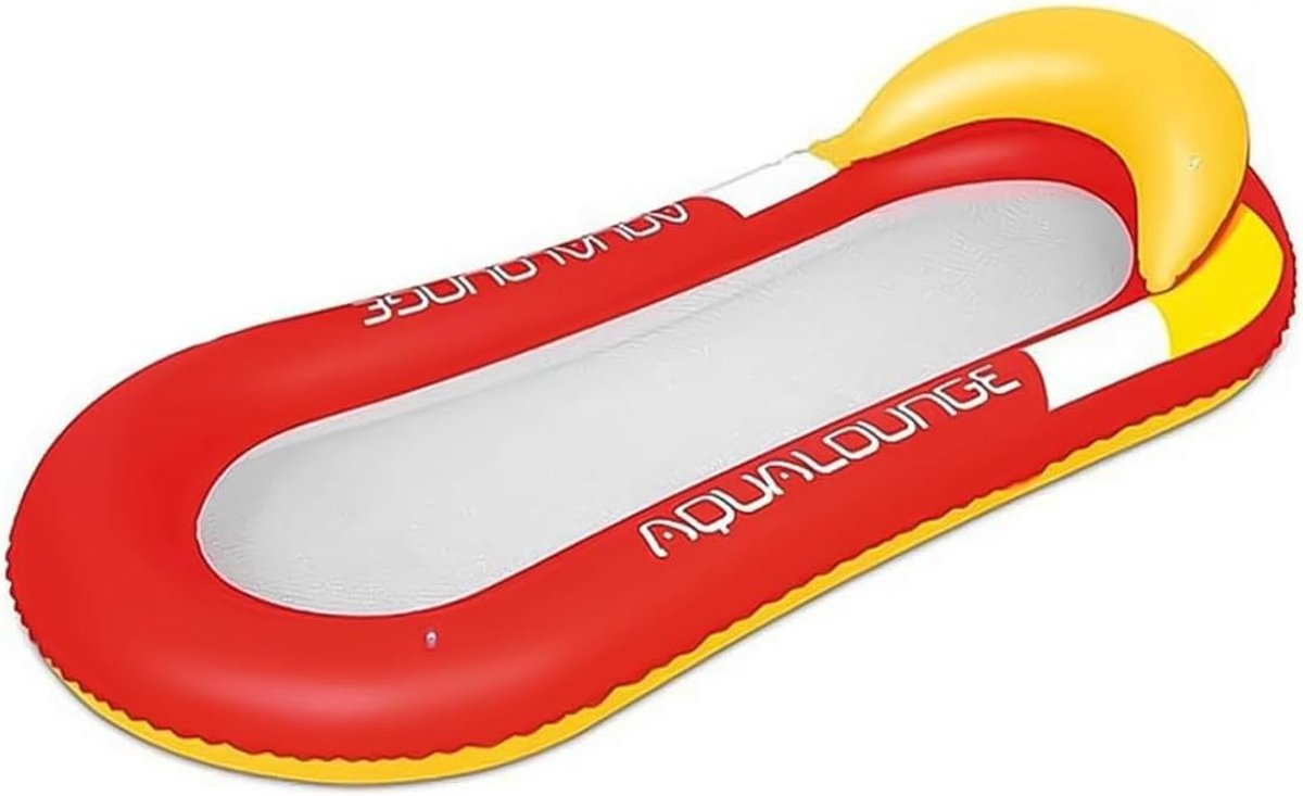 Opblaasbare Waterhangmat - Rood - 160 x 90 cm - Duurzaam Vinyl met Hoofdsteun - Voor Zwembad en Strand