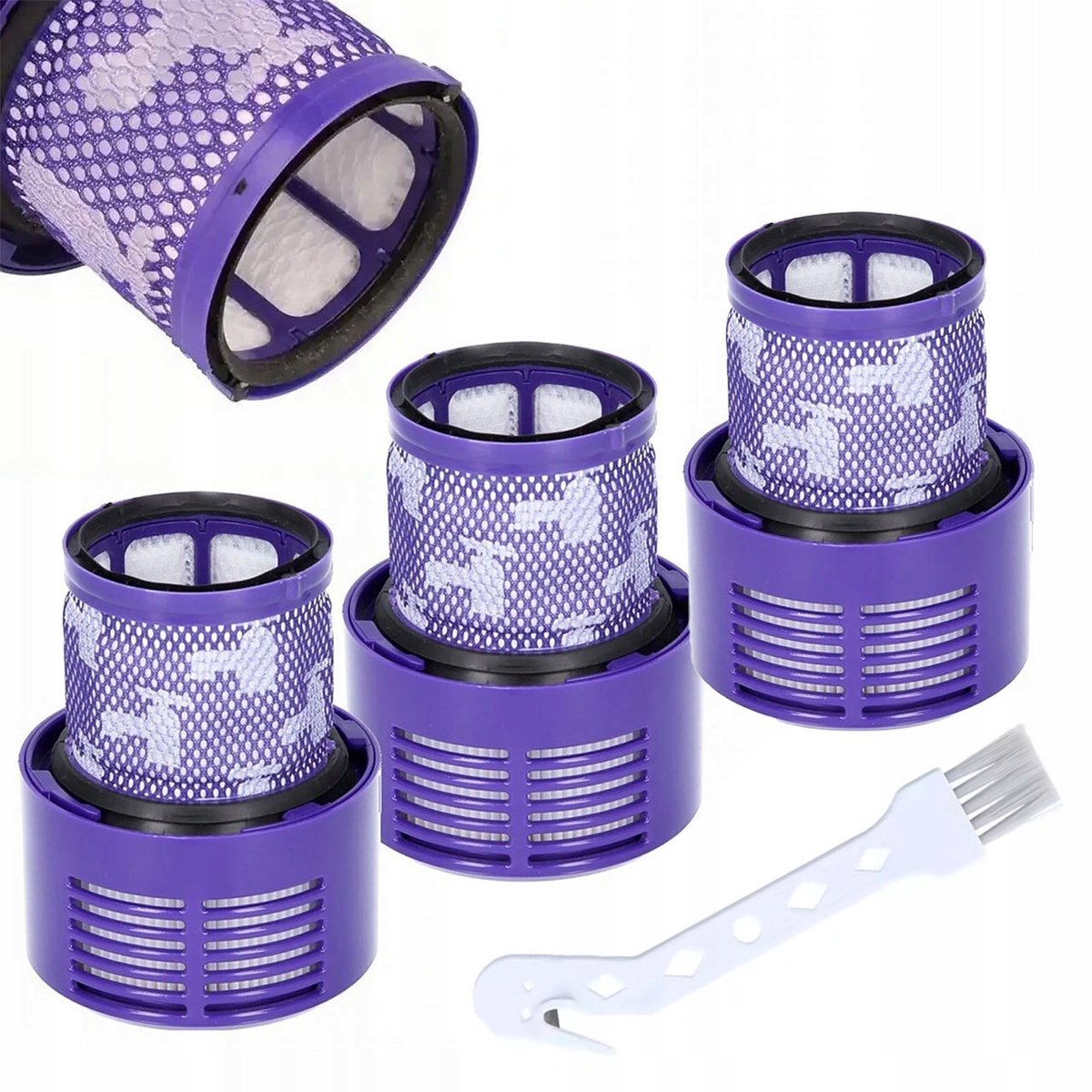 Rosfix Filter Vervanging Set - 3 Wasbare HEPA Filters, Reinigingsborstel - Geschikt voor Dyson V10