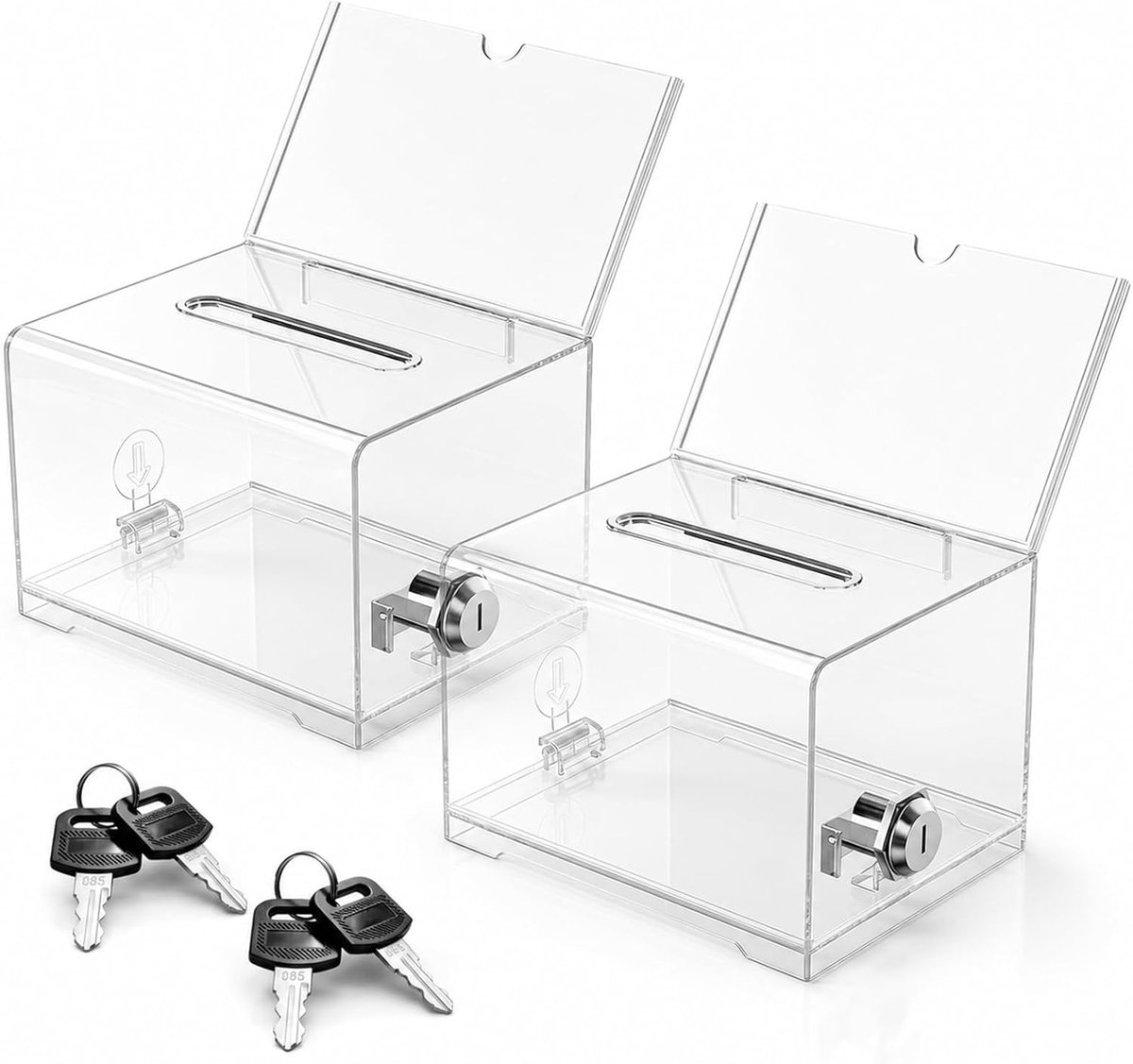 KZQ Transparante Acryl Donatiebox 2 Stuks Afsluitbaar Met Sleutel Voor Ideeën En Wedstrijden Wit