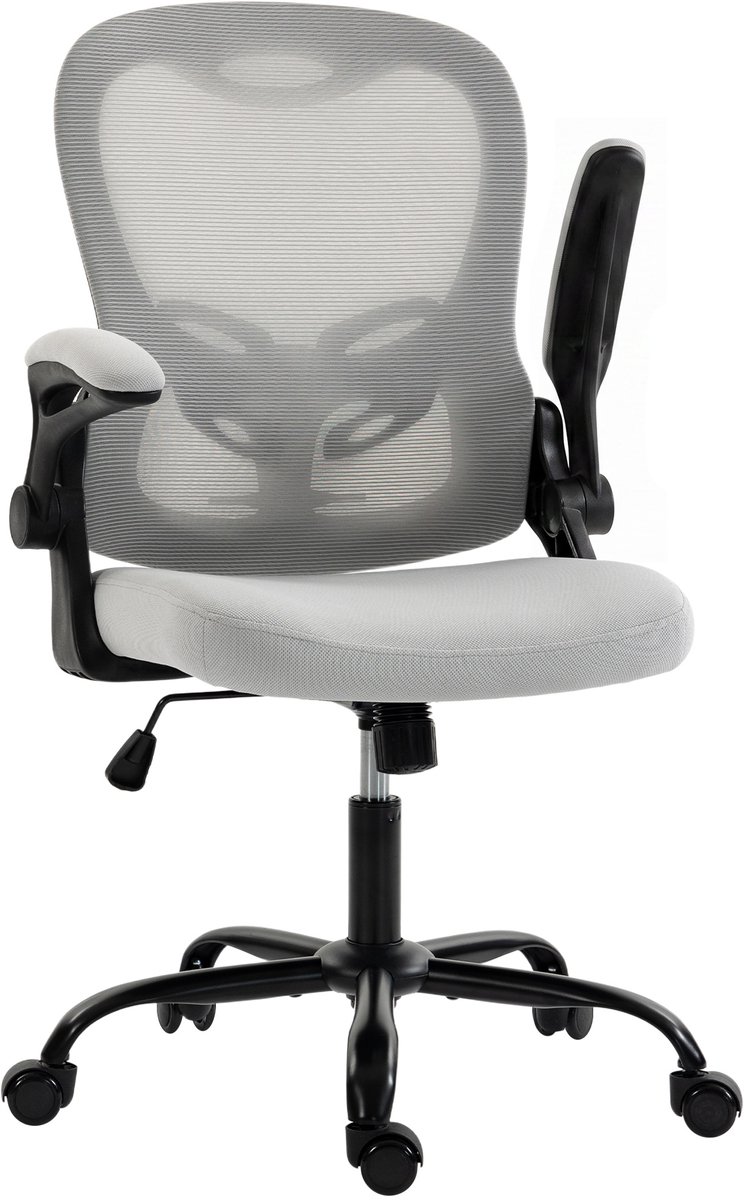 HOMCOM - Bureaustoel - Mesh (100% polyester) - 62 x 58 x 110,5 cm - Lichtgrijs