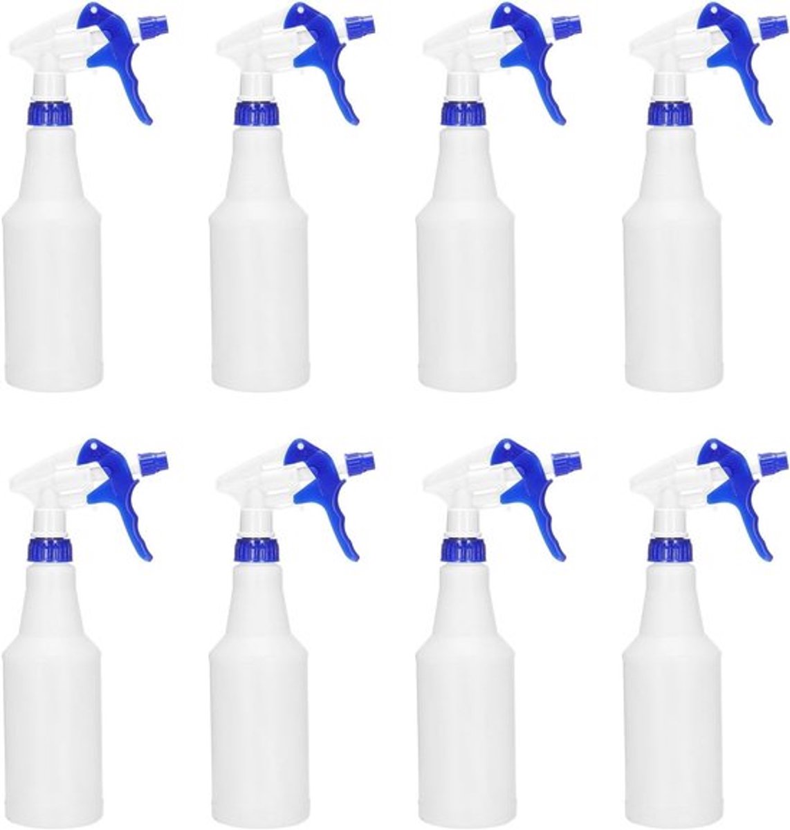 500ml Plastic Spray Flessen - 8 Stuks Verstelbare Spuitmond, Lekvrije Lege Spray voor Schoonmaak, Planten en Haarverzorging, Blauw