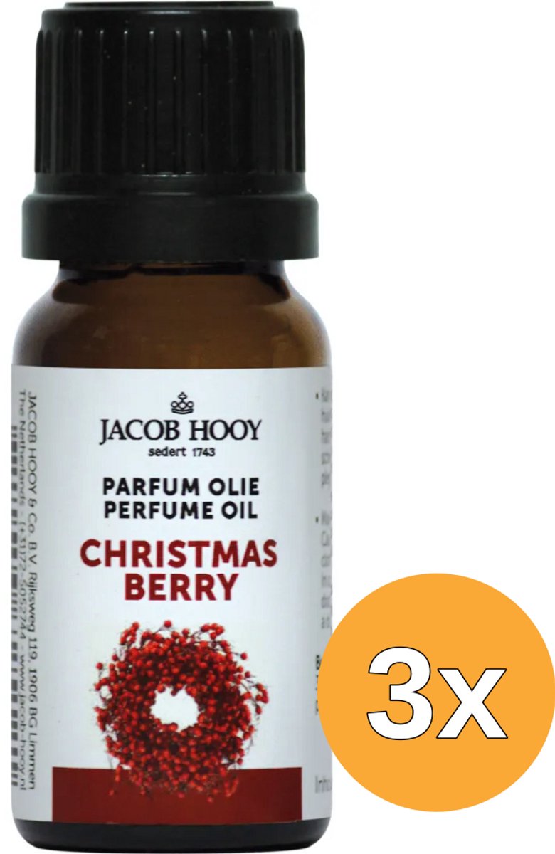 3x Jacob Hooy Parfum Olie Christmas Berry (10 ml)