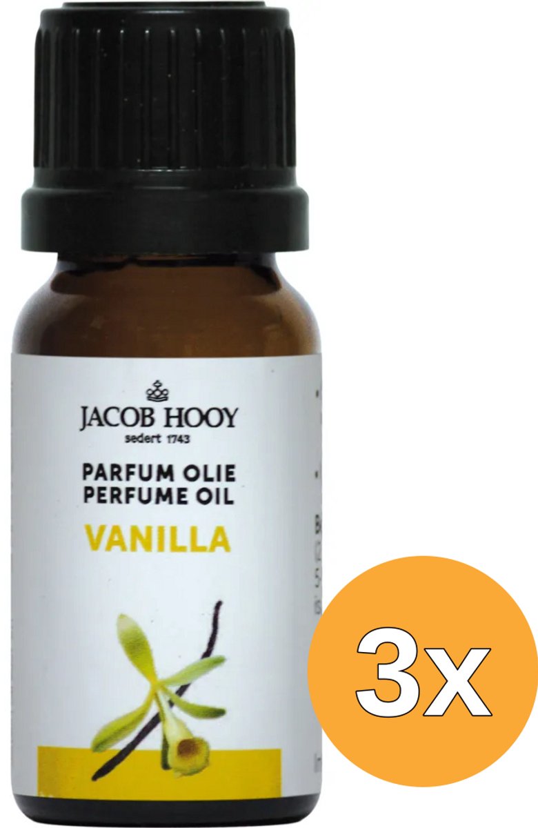 3x Jacob Hooy Parfum olie Vanille (10 ml)