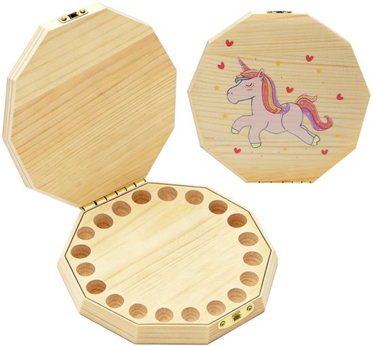 Tanddoos Hout - Melktandendoos - Opbergdoos Kinderen - Tandopslag - Tandenfee Geschenken - Afmetingen 24 x 13 x 12 cm