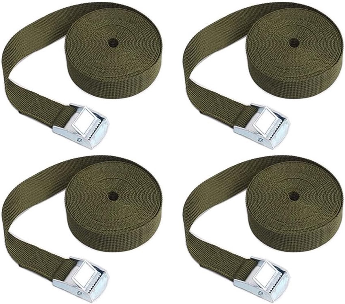 Verstelbare Spankommen - 4 Stuks Tension Straps voor Lading, Bagage en Vrachtwagens - 3m x 25mm, Ideaal voor Motoren en Transport