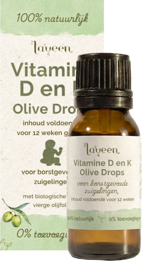 Laveen Olive Drops Zuigeling 10 ml - Vitamine D + K samen in 1 potje - Suiker & Zoetstofvrij - Vegan - 100% natuurlijk