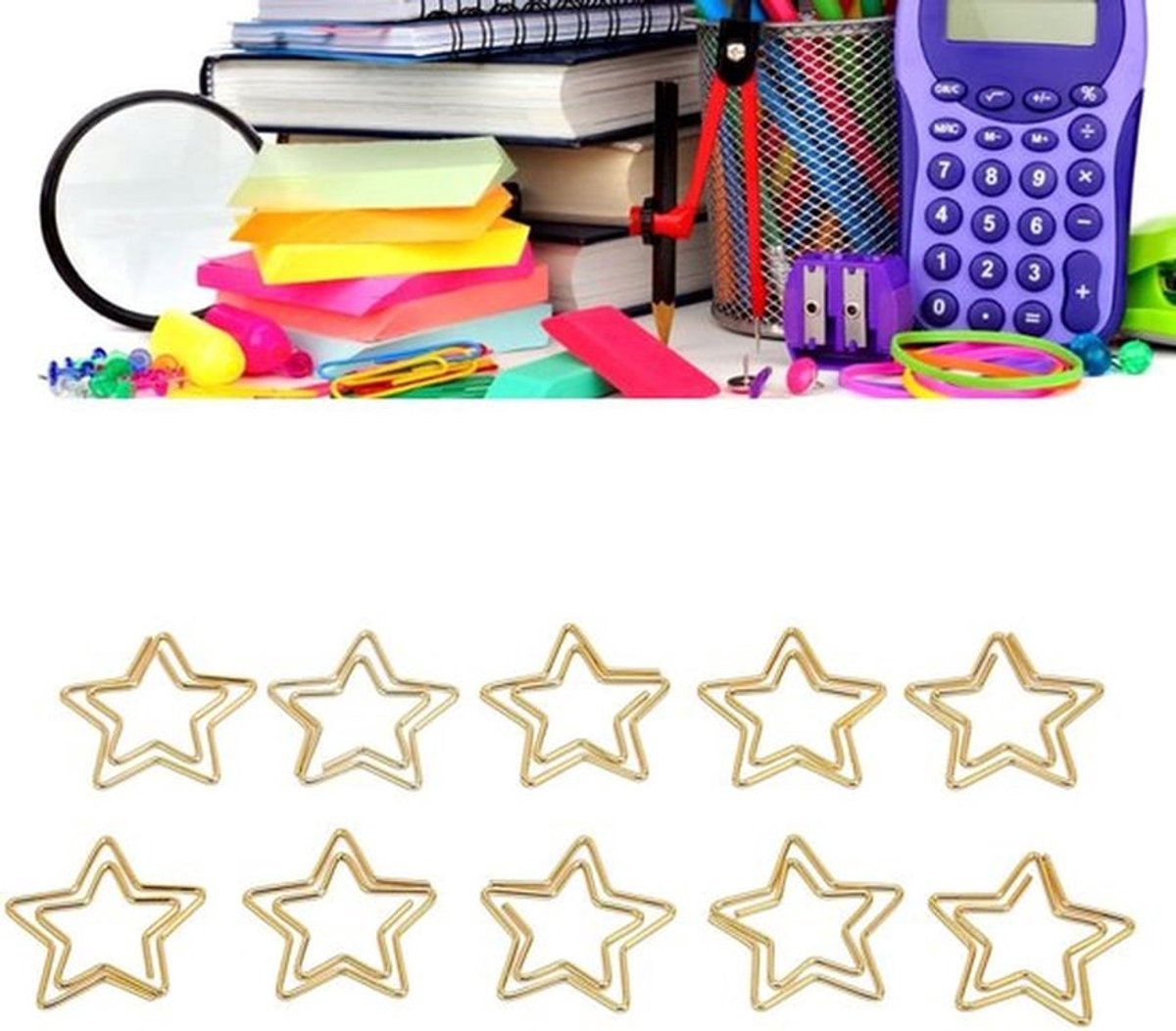 Paperclips Gouden Ster - 100 Stuks - Kantoor Benodigdheden - Documentclassificatie - Antislipontwerp - Lichtgewicht Metaal - Multifunctioneel Gebruik - Kantoorbenodigdheden