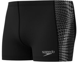 Speedo End+ Tech Panel Aquashort Heren - Chloorbestendige Zwemboxer Heren - Kleurvaste Strakke Zwembroek Heren - Sportzwembroek Heren Bestand tegen Zonnebrandcrème - Zwart/Grijs - M