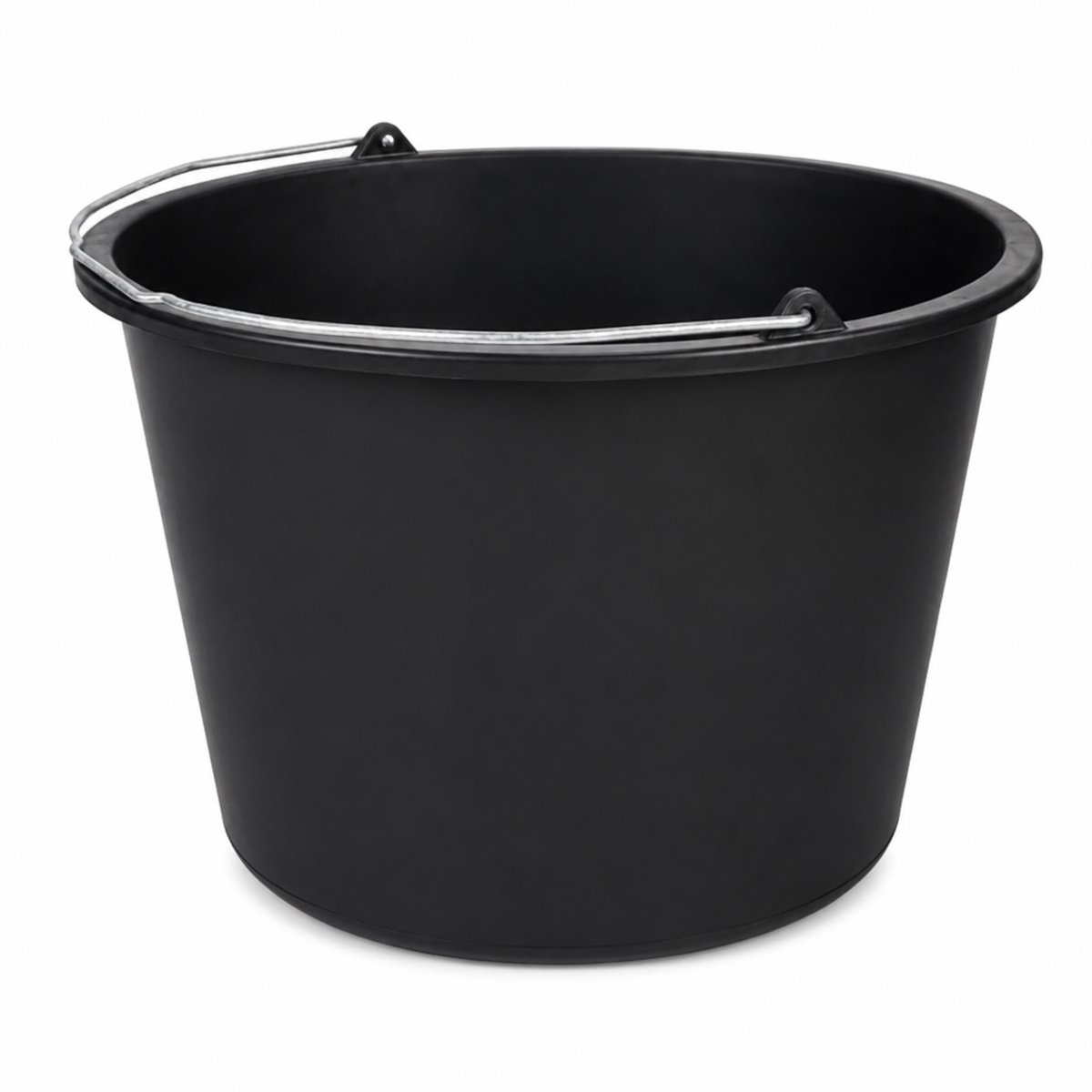 Bouwemmer 12 Liter Zwart – Kunststof Emmer met Metalen Hengsel – Ø 30 x 23 cm – Stevige Werkemmer voor Bouw, Klussen, Mortel, Schoonmaak, Tuin & Water
