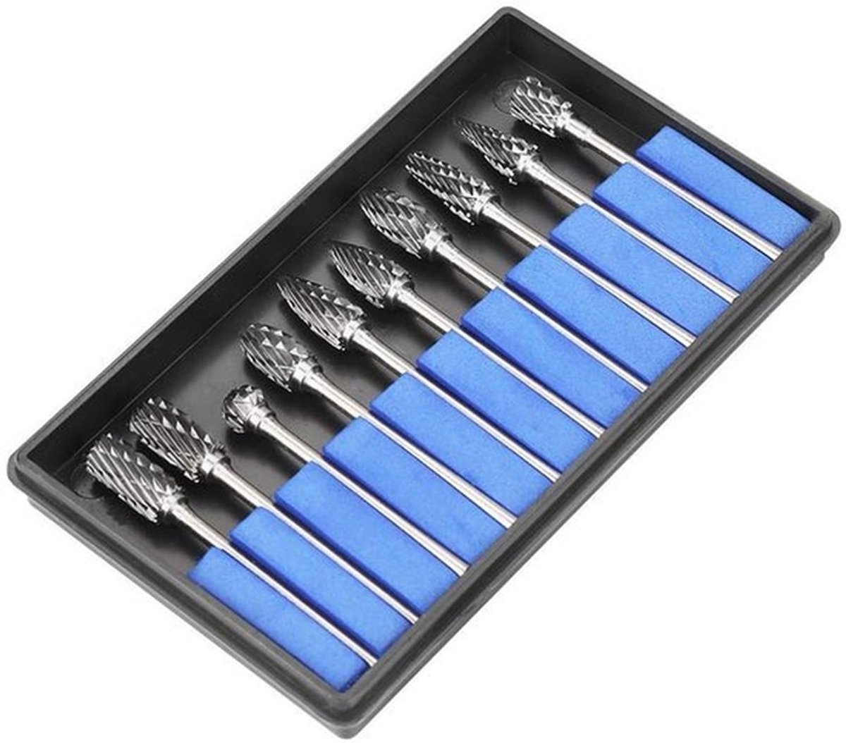 Carbide-burr-set 10-delig - Dubbelgesneden - Wolframcarbide-staal - 2,35 mm schacht - Voor snijden/vormgeven - Hoogwaardige slijtvastheid - Frezen