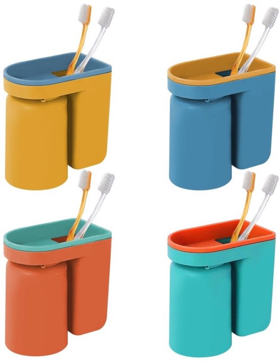 Tandenborstelhouder - Wandgemonteerde Tandenborstelhouder zonder boren - Tandenborstel Beker - Tandpastahouder - Badkamer Accessoires - Ruimtebesparend Ontwerp - Badkameraccessoires