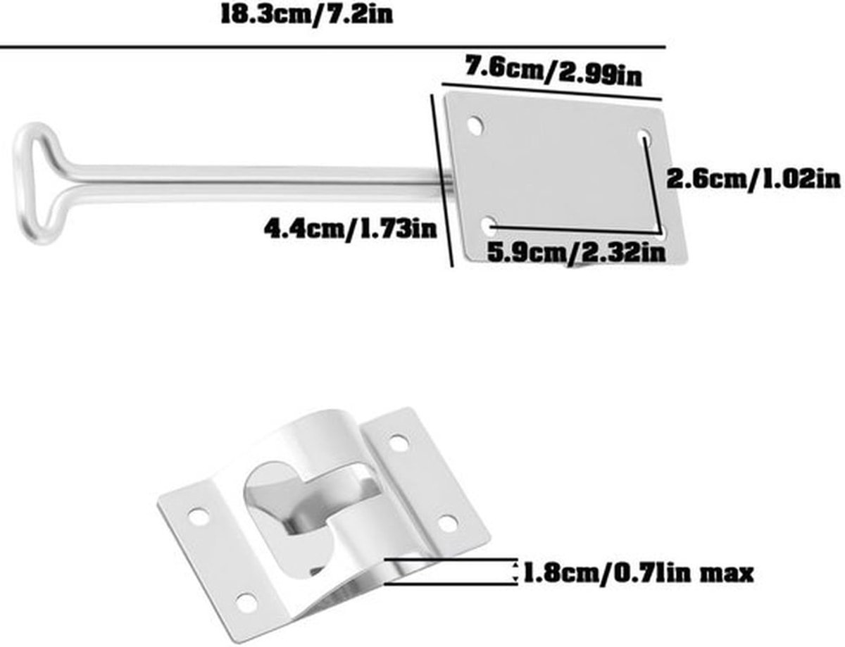 Deurretainer 304 Roestvrij Staal - Deurhaak - Geschikt voor Vrachtwagens/Aanhangwagens - Afmetingen 18,3x4,4x5,9cm - Corrosiebestendig - Eenvoudig te Gebruiken - Deurbeslag