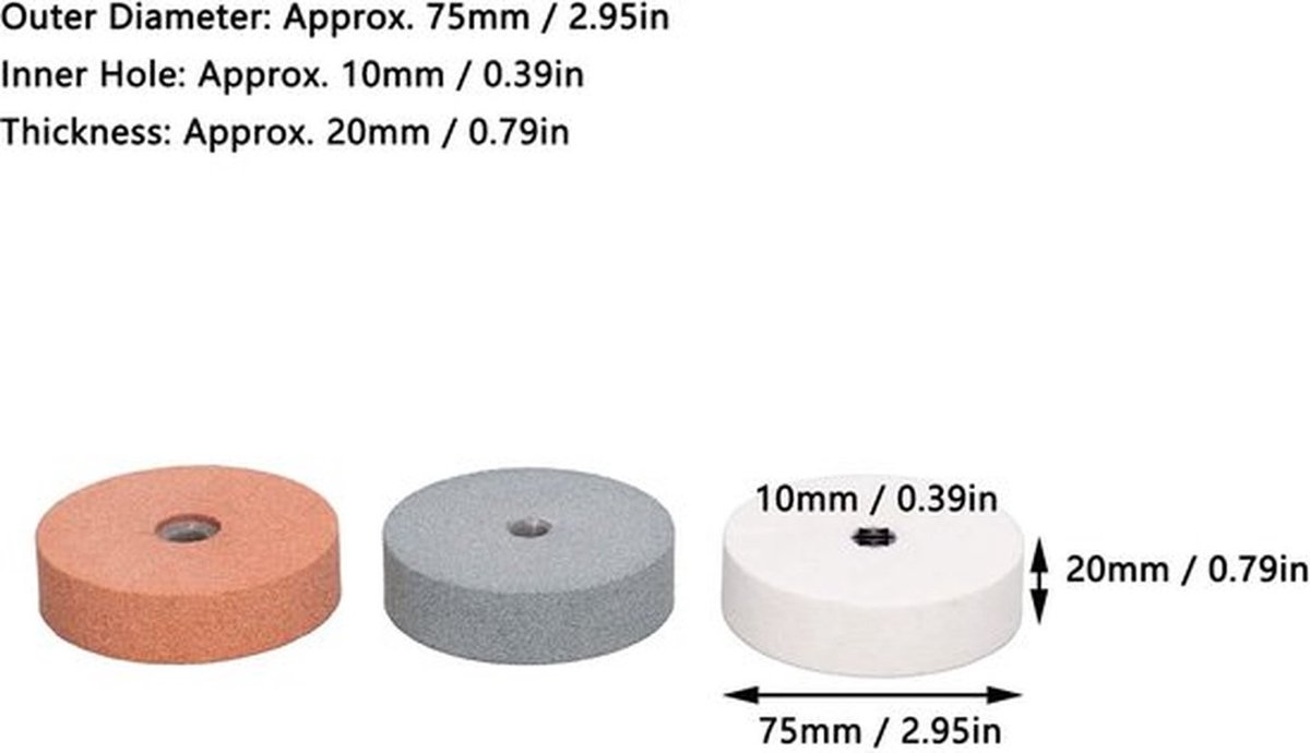 Polijstschijven 20 mm dik - Slijpschijf - 3-delige set - Houtbewerking - Hoogwaardig siliciumcarbide - Duurzaam en praktisch