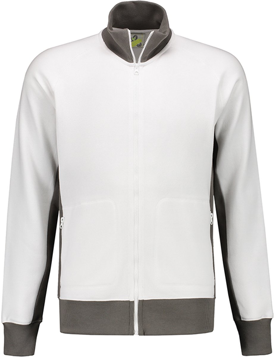 Lemon & Soda contrast vest in de kleur wit met pearl grey in de maat 3XL