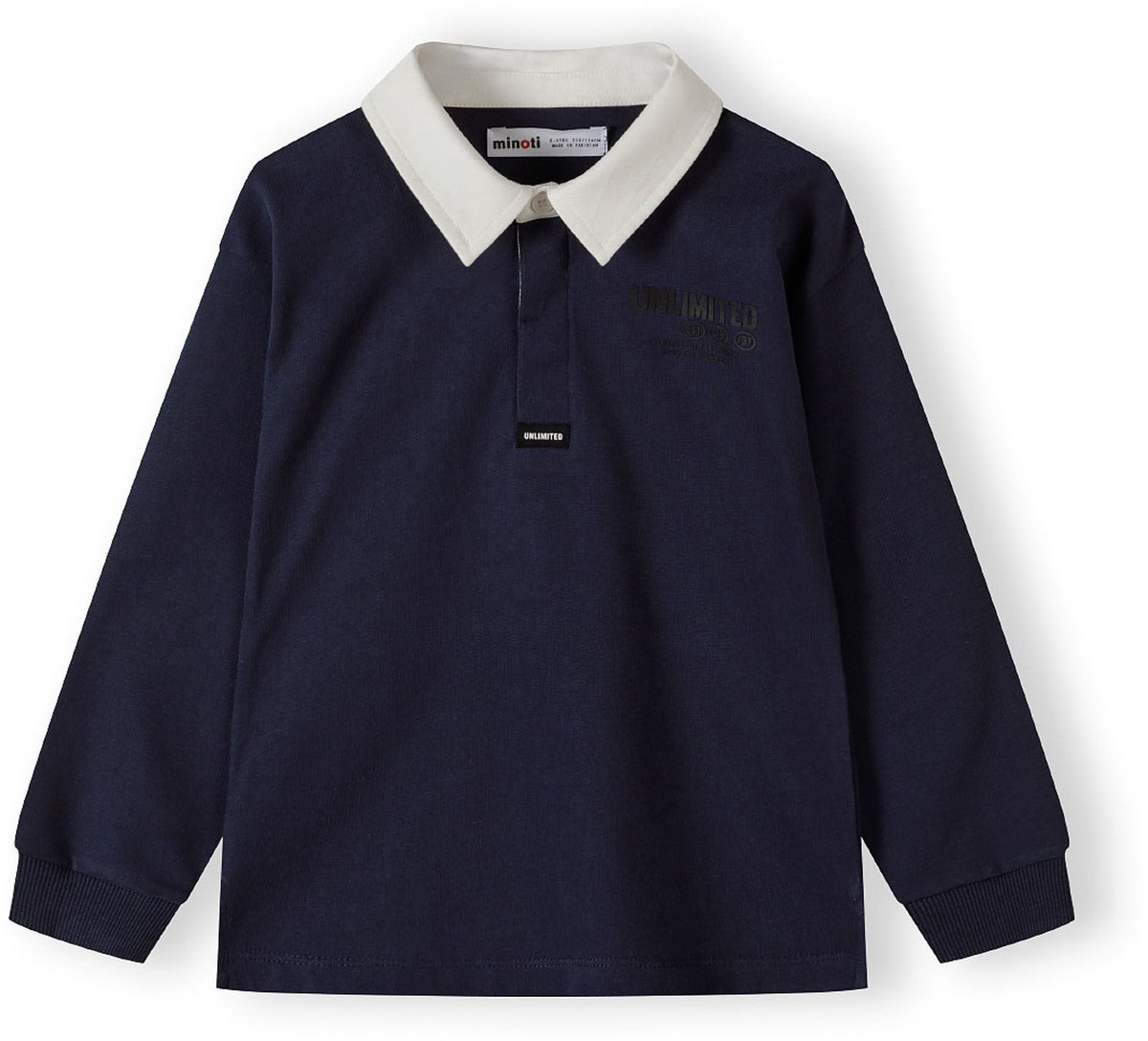 Minoti polo jongens lange mouw 100% katoen - donkerblauw
