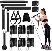 Pilates Bar Set - Fitness Bar - Afneembare Stang - met Weerstandsbanden (9/14/18 Kg) - Draagbaar - Yoga & Fitness