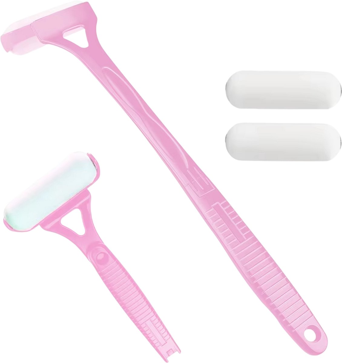 Zelfbruinings Applicator – Lotion Applicator voor de Rug met Lange Steel, Opvouwbaar, Draagbaar, met 2 Vervangende Koppen - Roze