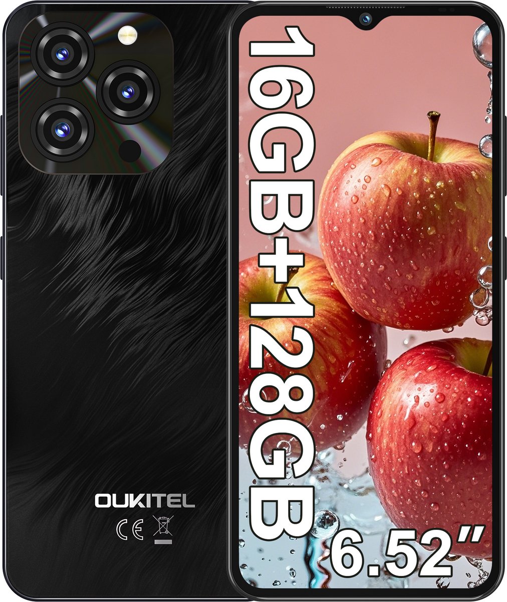 OUKITEL C3 Smartphone 4G-5000mAh-16GB RAM-128GB ROM-13MP camera-6,52" HD-Android 14-Dual 4G-OTG-GPS