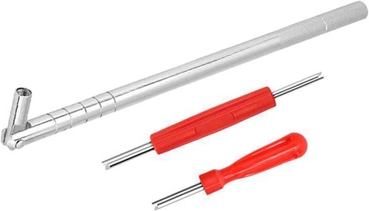 Bandenventiel Trekker Gereedschap Set met 10 stuks - TR412 Ventielstelen - Dubbele Enkelkop Ventielkern Verwijderaar - 4-Weg Ventiel Gereedschap - Geschikt voor Auto's en Fietsen - Zwart/Rood Model