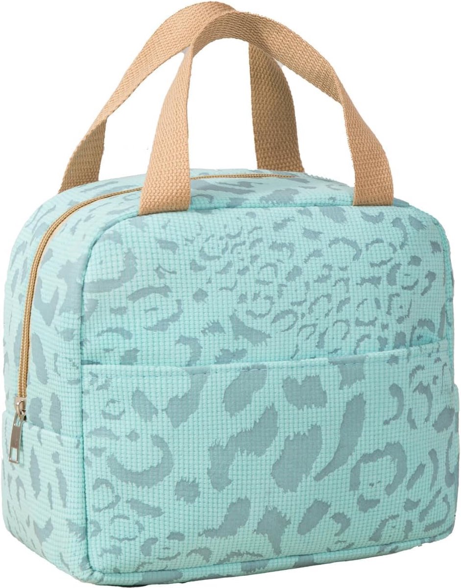Blauwe geïsoleerde lunchtas voor dames, kleine lunchbox handtas | Compacte geïsoleerde lunchtas, geschikt voor werk, kantoor, sportschool, picknicks en weekendtrips, blauw