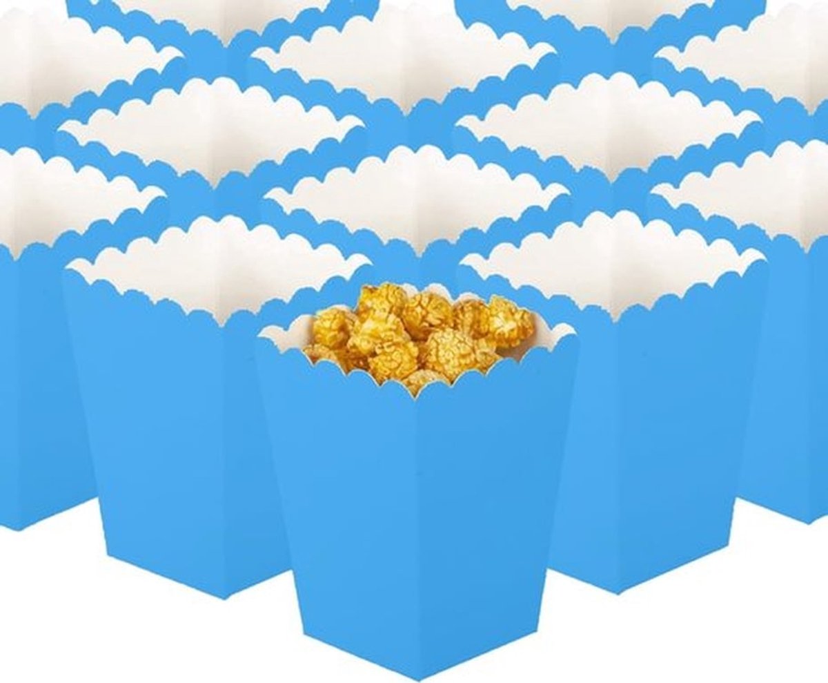 Popcorndozen 50 stuks - Kartonnen Snoepdozen - Herbruikbare Snackcontainers - Eenvoudig Opvouwbaar - Golfpatroon - Perfect voor Feestjes
