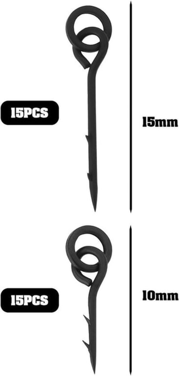 - Boilie Spikes - Aas Schroef - 10mm - Karper - Vissen - 30 Stuks Boilie Spikes met Ring Aas Schroef 10mm/15mm met Ronde Link Loop Swivels Aas Spikes Maggot Spike voor Karper Barbel Vissen Terminal Visgerei Accessoires