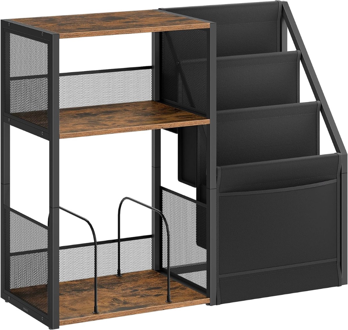 SNJY® Platenspeler Meubel - Platenspeler Kast - LP Houder - Platenhouder - 30D x 81B x 69H cm - Zwart/Bruin