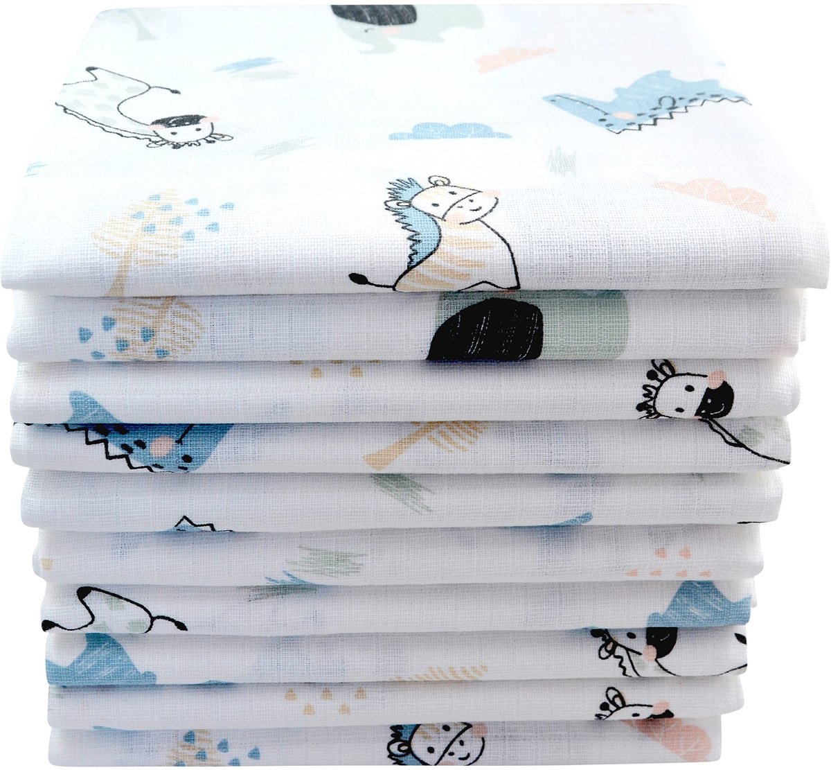 Solidchoice - Set van 10 Chiffon Doeken met Dierenmotief 70 x 80 cm