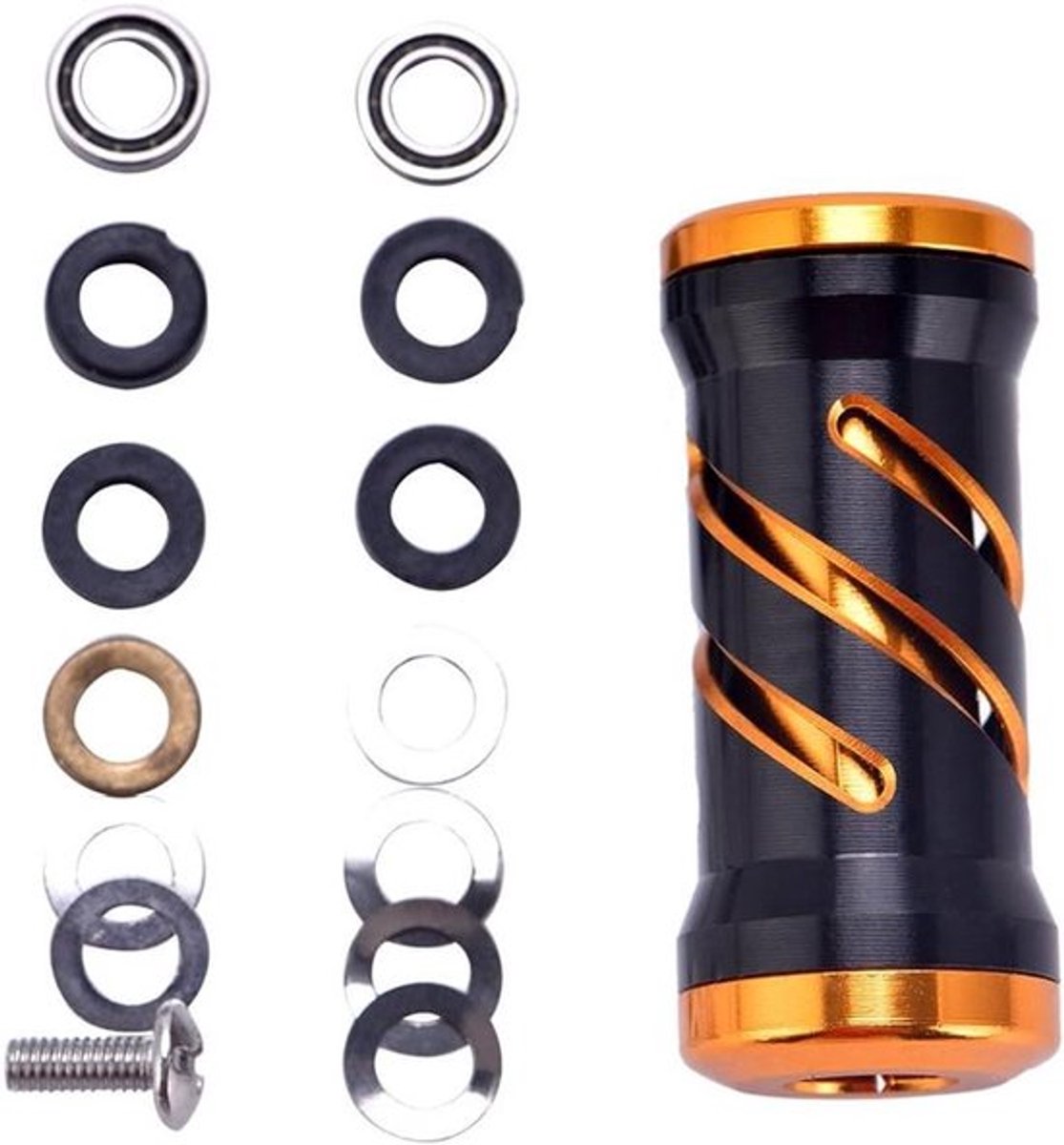 Visserijhaspel Handvat Metalen Power Knop Handvat Grip Reel Vervanging Onderdelen met Fittings - Onderdelen - Zwart & Goud - Geschikt voor Reels.