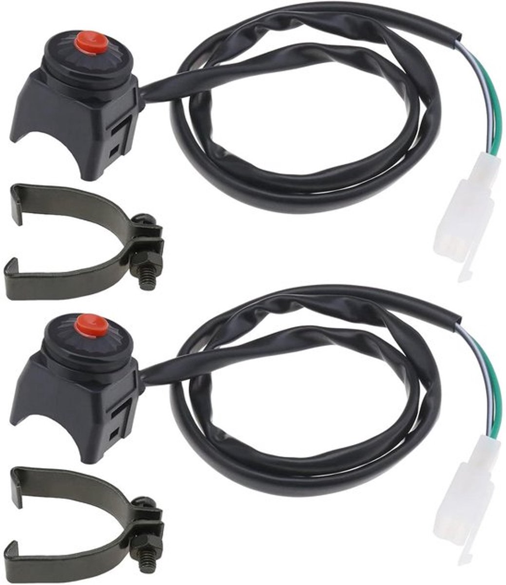 - Motorfiets Hoorn Schakelaar - Accessoires - Zwart - Start Stop - Vervanging - 22mm Stuur - Geschikt voor Motorbike - 2 stuks.